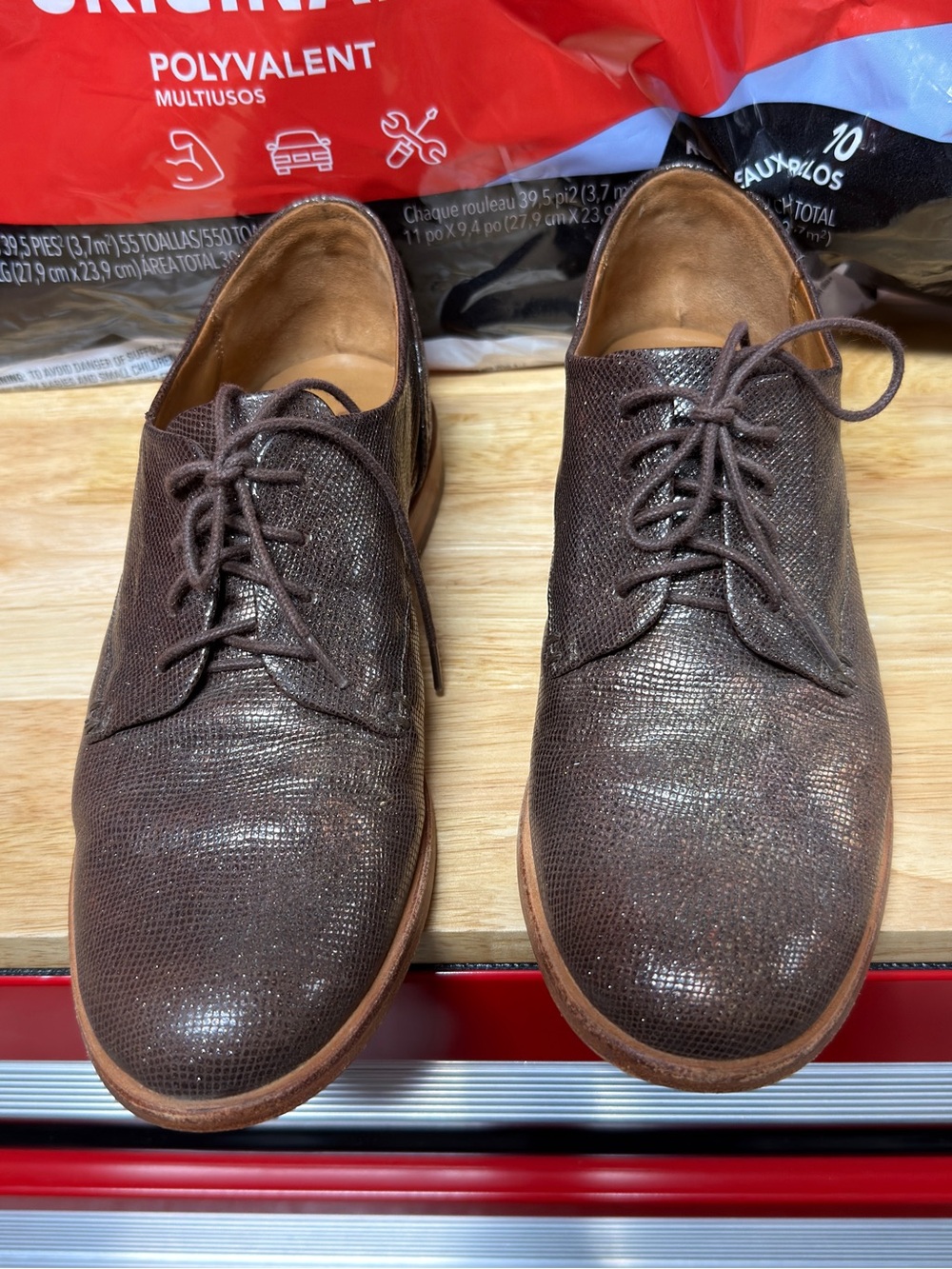 Frye Brown Textured Leather Lace-Up Oxfords